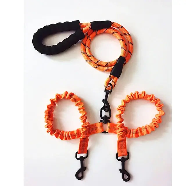 Double Lead Dog Leash Orange sold by Poopy and Poops General Pet Store poppyandpoops.ca