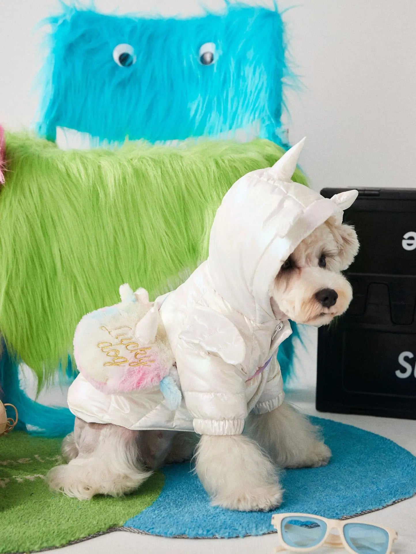 New Dog Clothes Winter Pet Down Jacket Warm Thick Unicorn Down Jacket With Backpack For Puppy Small Dog Cat Coat Pug Schnauzer sold by Poopy and Poops General Pet Store poppyandpoops.ca