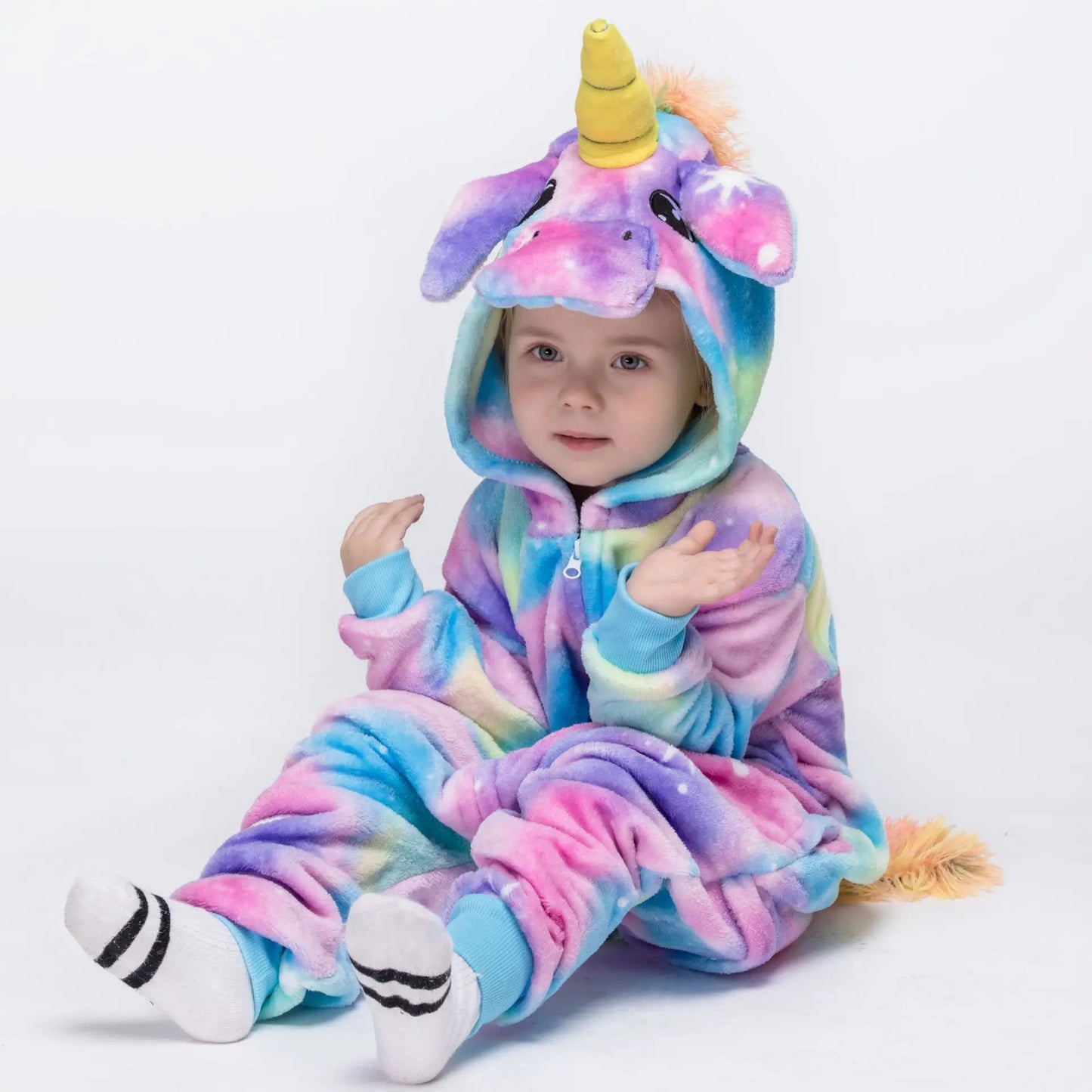 New Style Kids Unicorn Kigurumi Pajamas Boy Girl Sleepwear Pyjama Onesie Funny Child Onepiece Halloween Animal Cosplay Costume Blue star sold by Poopy and Poops General Pet Store poppyandpoops.ca