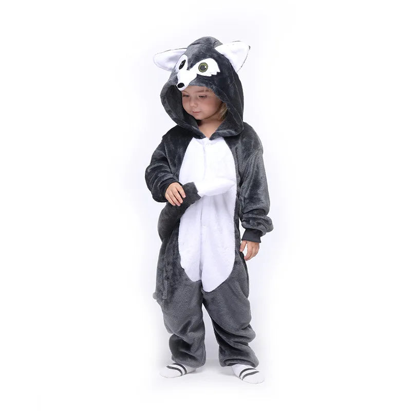 New Style Kids Unicorn Kigurumi Pajamas Boy Girl Sleepwear Pyjama Onesie Funny Child Onepiece Halloween Animal Cosplay Costume Gray wolf sold by Poopy and Poops General Pet Store poppyandpoops.ca