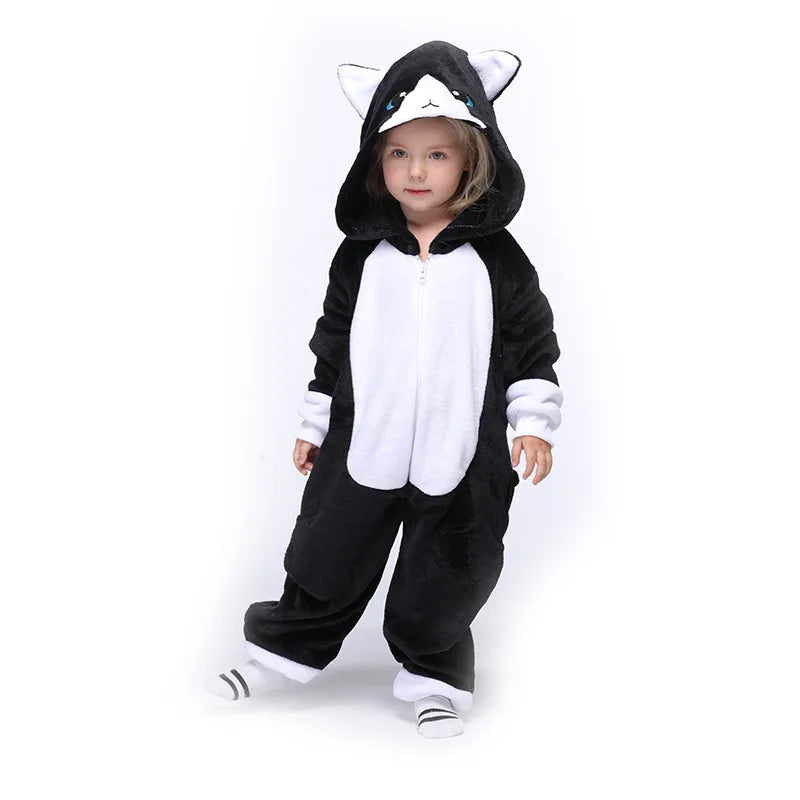 New Style Kids Unicorn Kigurumi Pajamas Boy Girl Sleepwear Pyjama Onesie Funny Child Onepiece Halloween Animal Cosplay Costume Black cat sold by Poopy and Poops General Pet Store poppyandpoops.ca