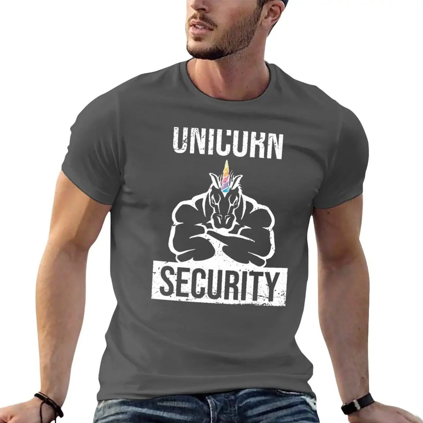 New Unicorn Security T-Shirt anime clothes black t shirts Anime t-shirt quick drying shirt t shirts for men pack Dark Gray sold by Poopy and Poops General Pet Store poppyandpoops.ca