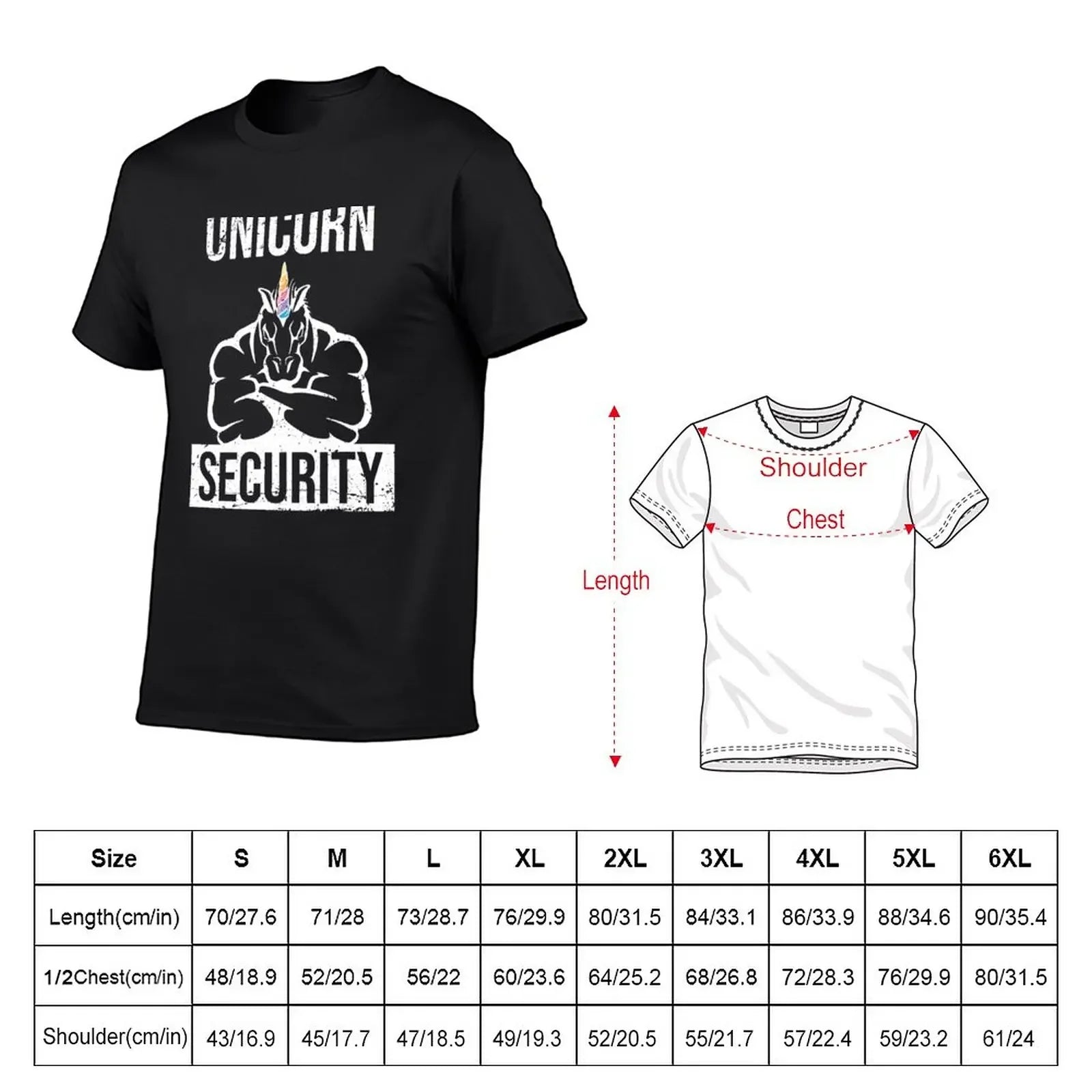 New Unicorn Security T-Shirt anime clothes black t shirts Anime t-shirt quick drying shirt t shirts for men pack sold by Poopy and Poops General Pet Store poppyandpoops.ca