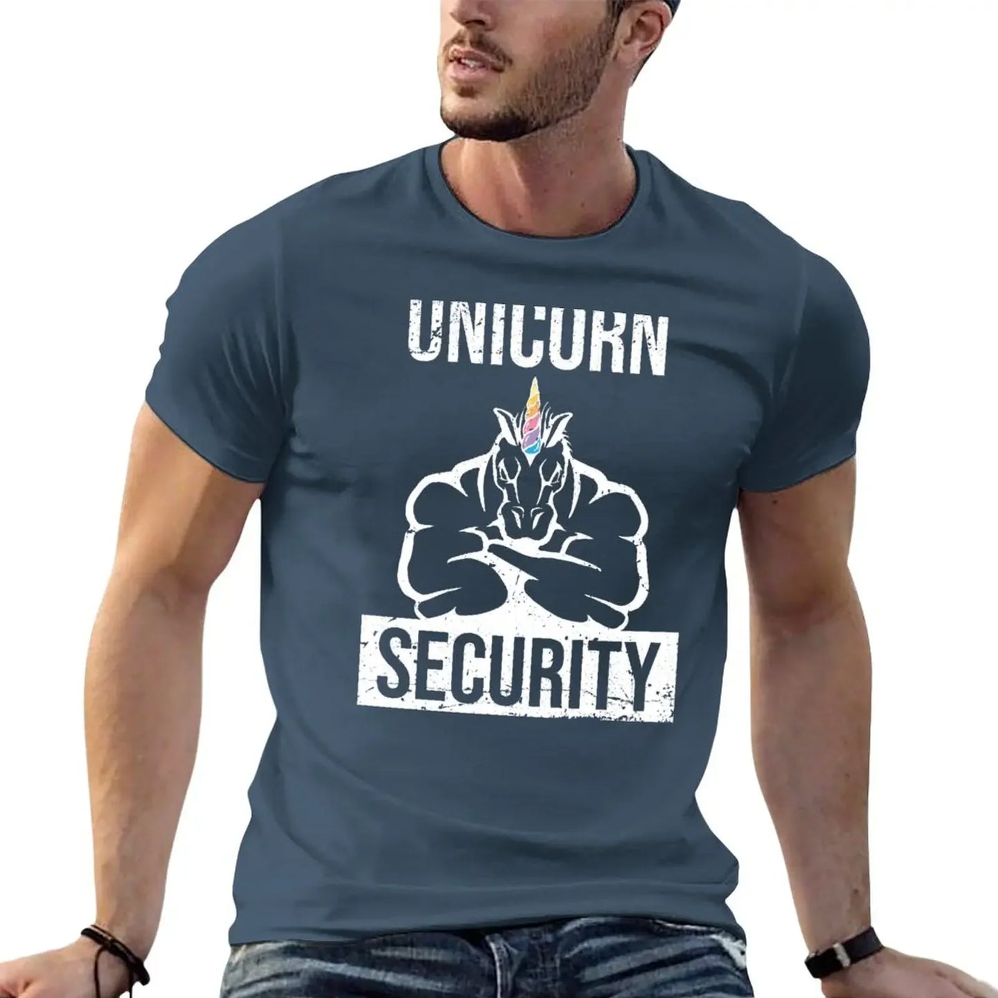 New Unicorn Security T-Shirt anime clothes black t shirts Anime t-shirt quick drying shirt t shirts for men pack Navy sold by Poopy and Poops General Pet Store poppyandpoops.ca