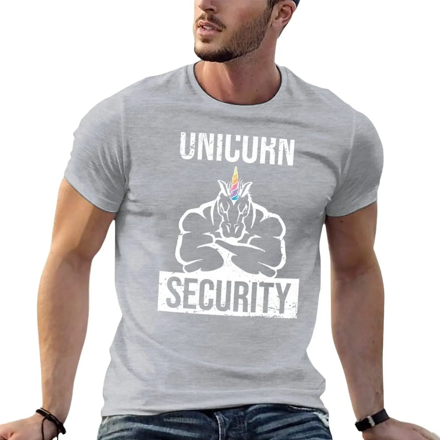 New Unicorn Security T-Shirt anime clothes black t shirts Anime t-shirt quick drying shirt t shirts for men pack Gray sold by Poopy and Poops General Pet Store poppyandpoops.ca