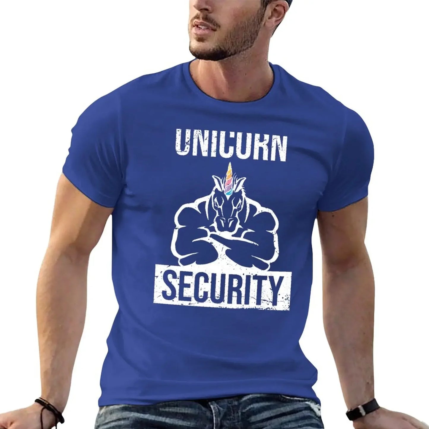 New Unicorn Security T-Shirt anime clothes black t shirts Anime t-shirt quick drying shirt t shirts for men pack Blue sold by Poopy and Poops General Pet Store poppyandpoops.ca