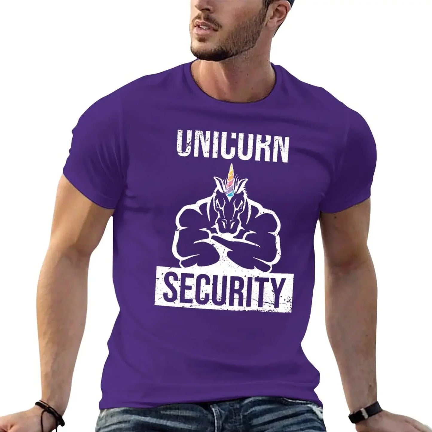 New Unicorn Security T-Shirt anime clothes black t shirts Anime t-shirt quick drying shirt t shirts for men pack Purple sold by Poopy and Poops General Pet Store poppyandpoops.ca