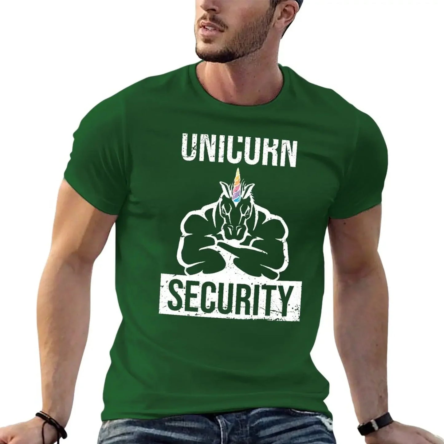 New Unicorn Security T-Shirt anime clothes black t shirts Anime t-shirt quick drying shirt t shirts for men pack Green sold by Poopy and Poops General Pet Store poppyandpoops.ca