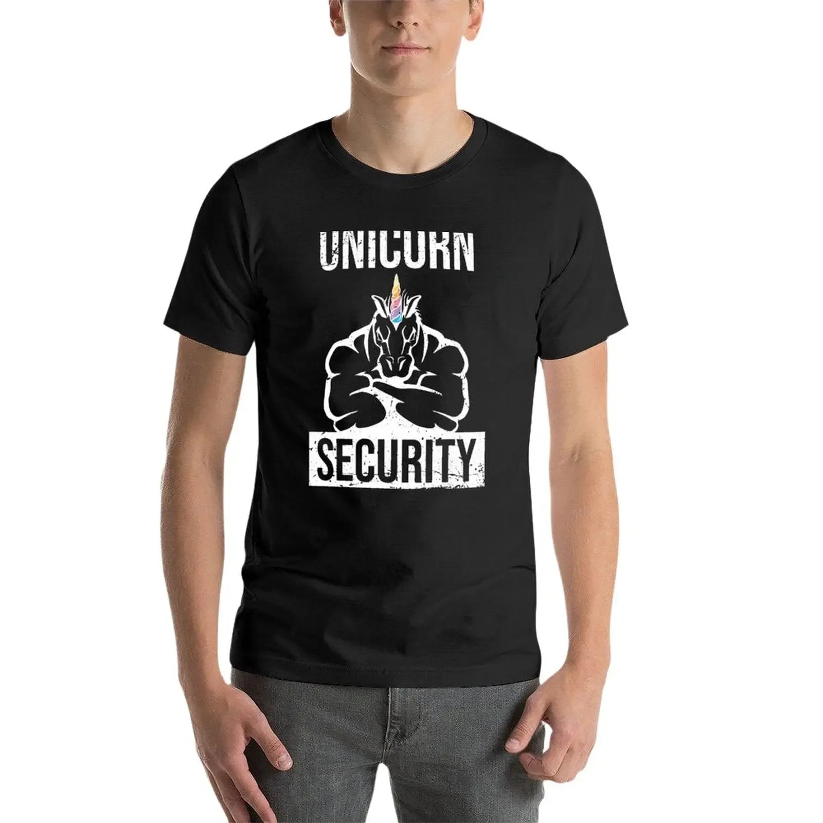 New Unicorn Security T-Shirt anime clothes black t shirts Anime t-shirt quick drying shirt t shirts for men pack sold by Poopy and Poops General Pet Store poppyandpoops.ca
