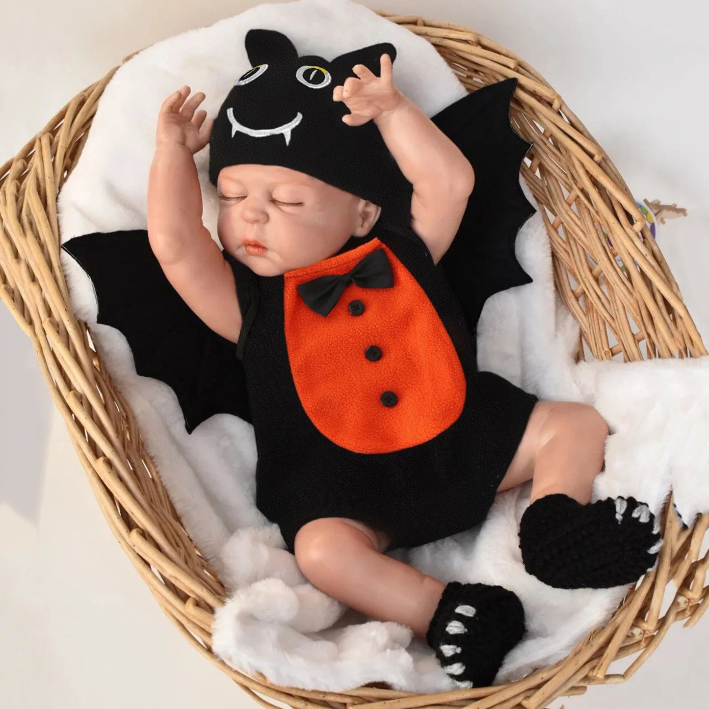 Newborn Baby Autumn My First Halloween Suit Newborn Baby Boy Cosplay Costume Infant Pumpkin Bat Hoodie Bodysuit 12-18 Months Black CN sold by Poopy and Poops General Pet Store poppyandpoops.ca