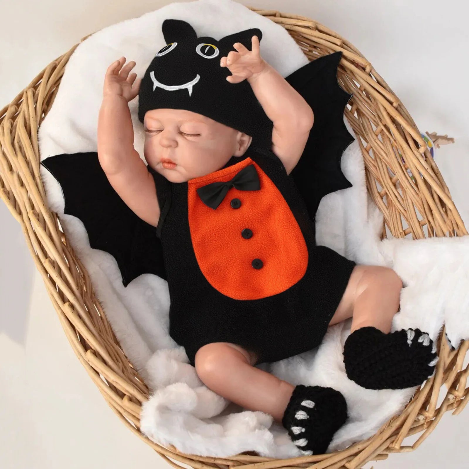 Newborn Baby Autumn My First Halloween Suit Newborn Baby Boy Cosplay Costume Infant Pumpkin Bat Hoodie Bodysuit 12-18 Months Black CN sold by Poopy and Poops General Pet Store poppyandpoops.ca