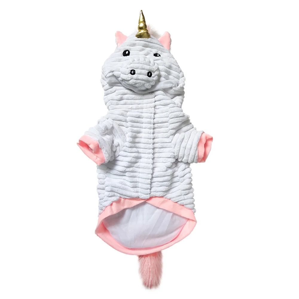 OIMG 2024 Autumn Winter Small Dogs Hoodies Unicorn Dog Clothes For Pet Clothing Pomeranian Bichon Cartoon Puppy Outfits Costume Unicorn sold by Poopy and Poops General Pet Store poppyandpoops.ca