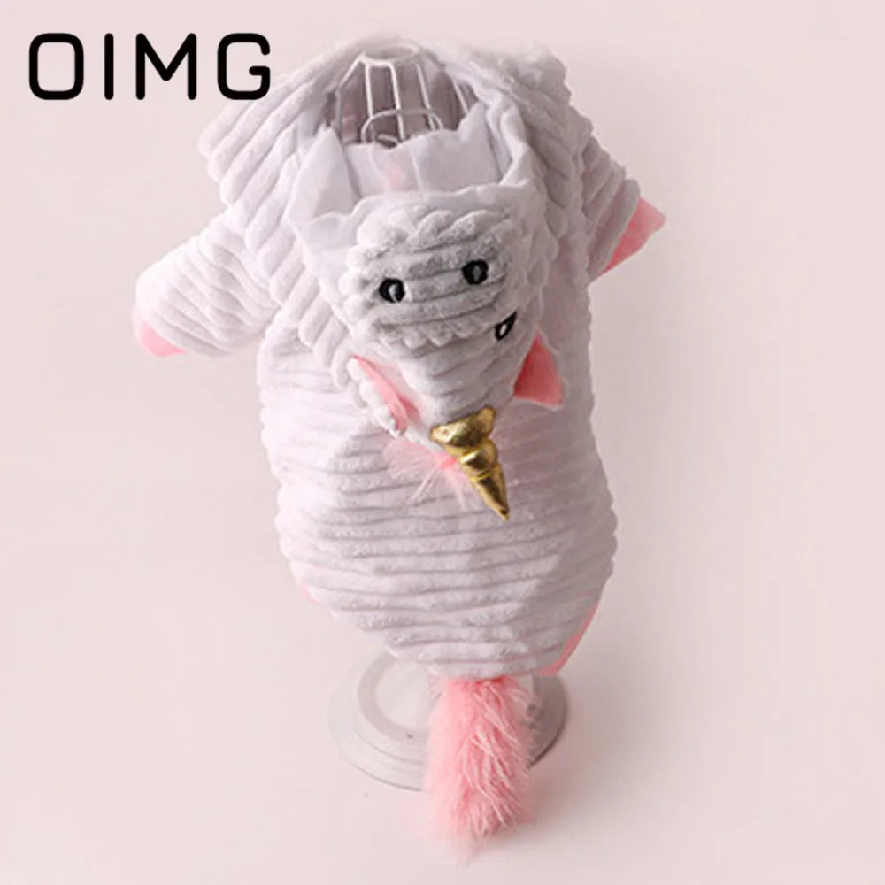 OIMG 2024 Autumn Winter Small Dogs Hoodies Unicorn Dog Clothes For Pet Clothing Pomeranian Bichon Cartoon Puppy Outfits Costume sold by Poopy and Poops General Pet Store poppyandpoops.ca