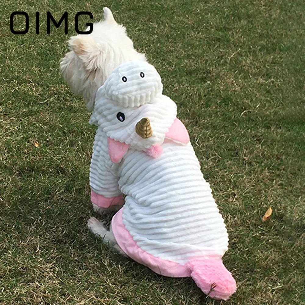 OIMG 2024 Autumn Winter Small Dogs Hoodies Unicorn Dog Clothes For Pet Clothing Pomeranian Bichon Cartoon Puppy Outfits Costume sold by Poopy and Poops General Pet Store poppyandpoops.ca