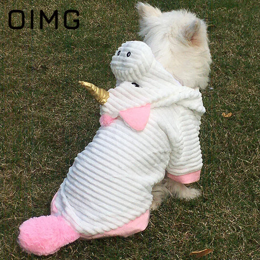 OIMG 2024 Autumn Winter Small Dogs Hoodies Unicorn Dog Clothes For Pet Clothing Pomeranian Bichon Cartoon Puppy Outfits Costume sold by Poopy and Poops General Pet Store poppyandpoops.ca