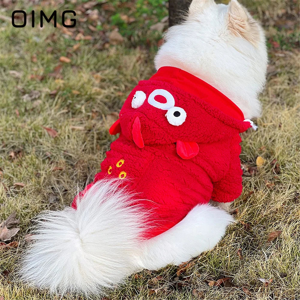 OIMG Autumn Winter Medium Large Dogs Clothes Thickened Warm Pet Hoodie Golden Retriever Husky Hooded Sweater Tiger Panda Fox Koi koi carp sold by Poopy and Poops General Pet Store poppyandpoops.ca