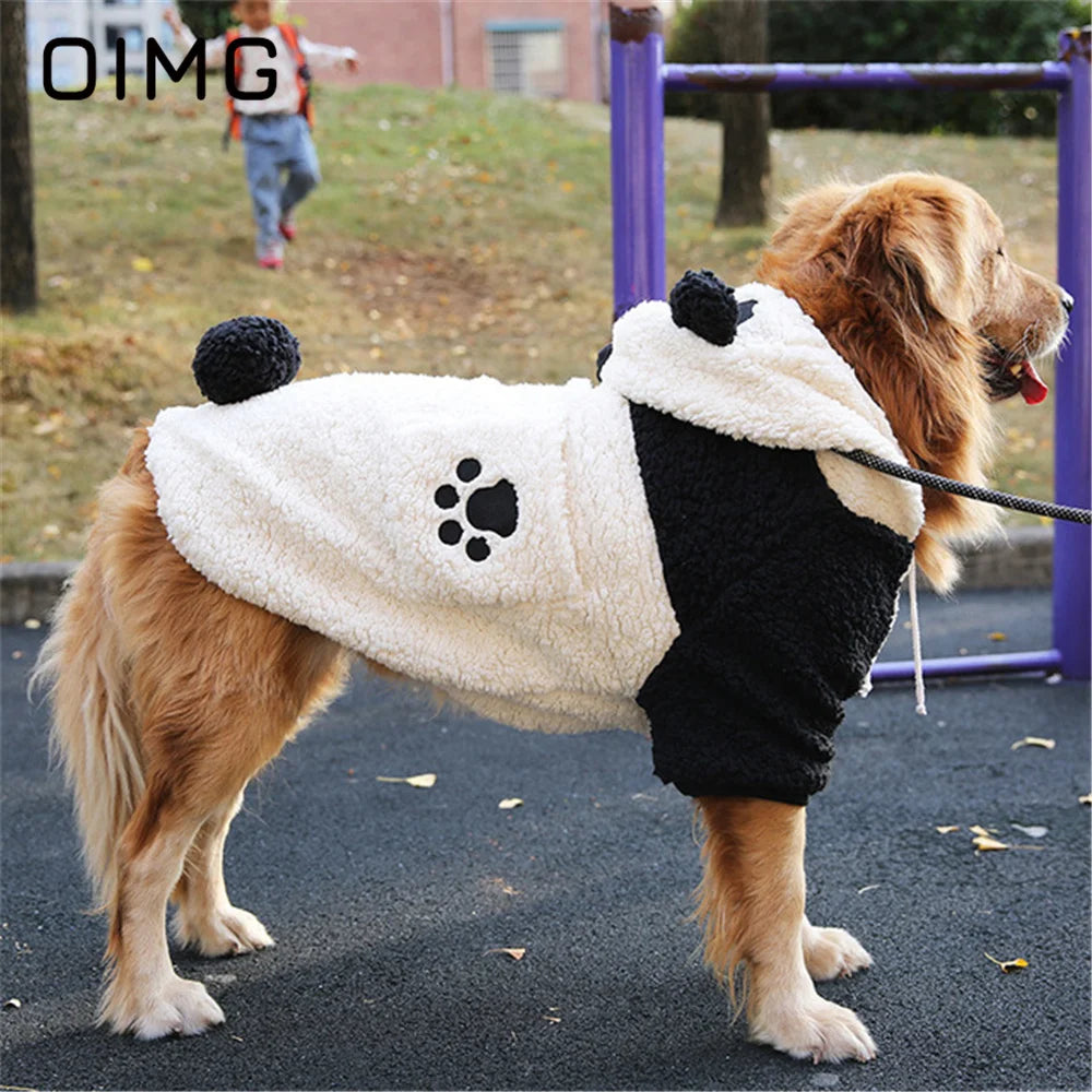 OIMG Autumn Winter Medium Large Dogs Clothes Thickened Warm Pet Hoodie Golden Retriever Husky Hooded Sweater Tiger Panda Fox Koi panda sold by Poopy and Poops General Pet Store poppyandpoops.ca