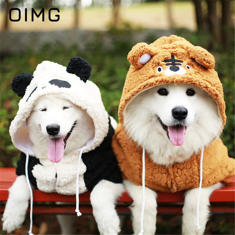 OIMG Autumn Winter Medium Large Dogs Clothes Thickened Warm Pet Hoodie Golden Retriever Husky Hooded Sweater Tiger Panda Fox Koi sold by Poopy and Poops General Pet Store poppyandpoops.ca