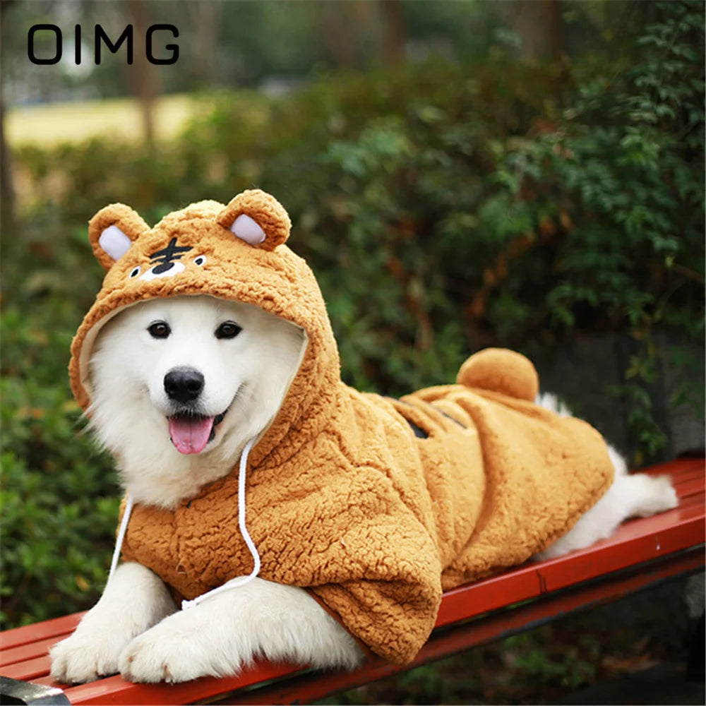 OIMG Autumn Winter Medium Large Dogs Clothes Thickened Warm Pet Hoodie Golden Retriever Husky Hooded Sweater Tiger Panda Fox Koi sold by Poopy and Poops General Pet Store poppyandpoops.ca