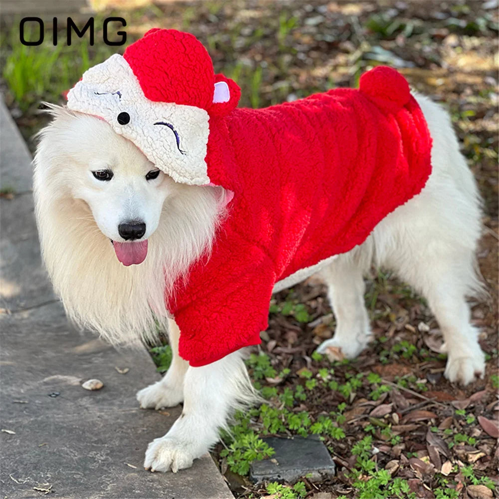 OIMG Autumn Winter Medium Large Dogs Clothes Thickened Warm Pet Hoodie Golden Retriever Husky Hooded Sweater Tiger Panda Fox Koi fox sold by Poopy and Poops General Pet Store poppyandpoops.ca