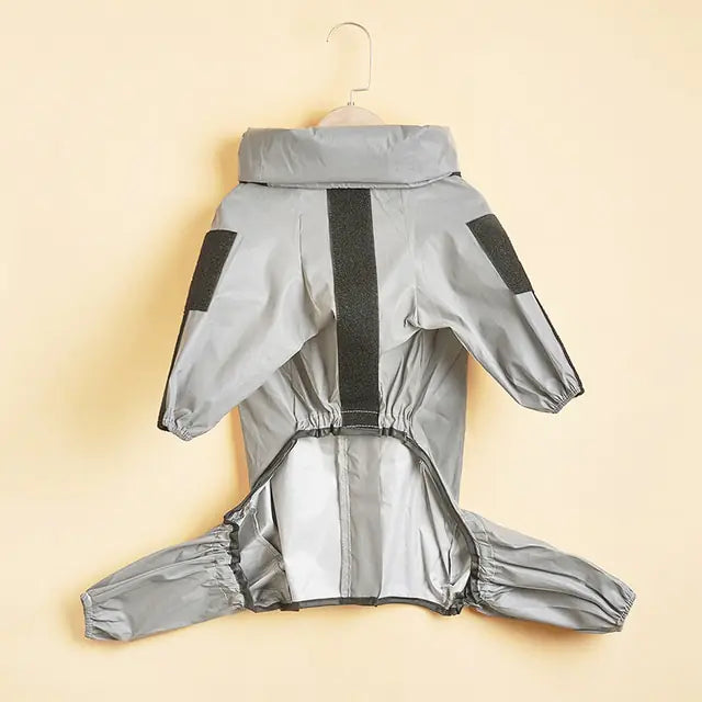 Pet Dog Jumpsuit Waterproof Reflective Raincoat as shown L sold by Poopy and Poops General Pet Store poppyandpoops.ca