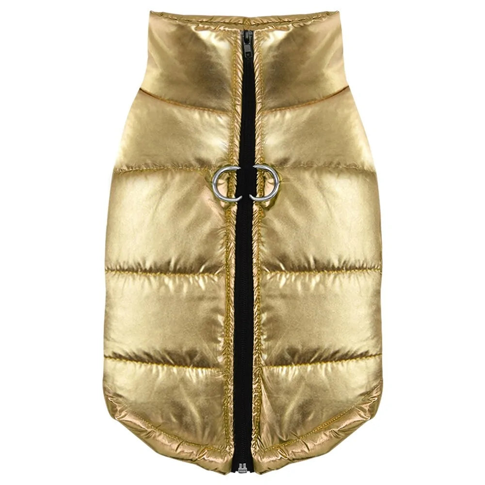 Winter Dog Coat Jacket Gold sold by Poopy and Poops General Pet Store poppyandpoops.ca