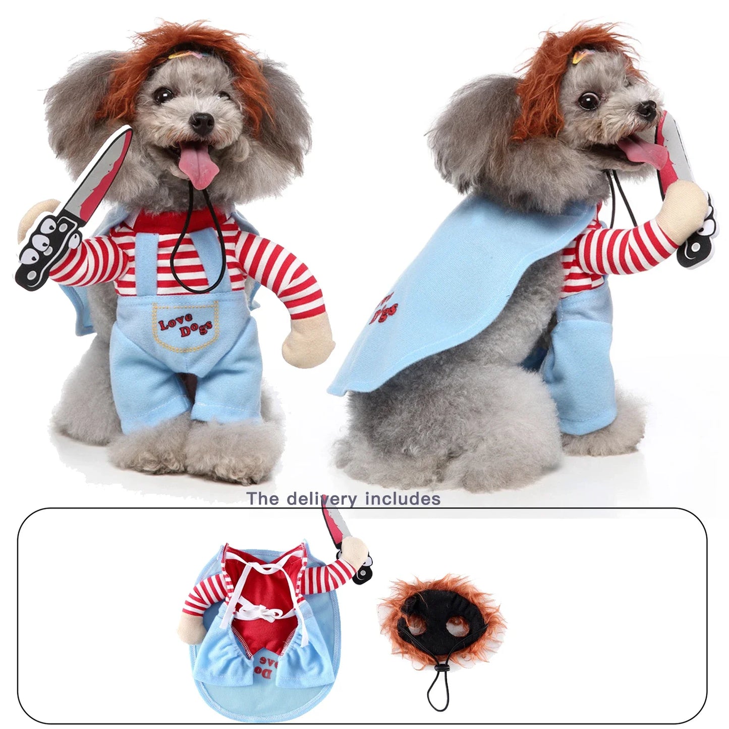 Pet Cosplay Funny Costume Killer Santa Claus Shape Party Fancy Festival Deadly Doll Christmas Pet Clothes Halloween Cat Costume PF78 sold by Poopy and Poops General Pet Store poppyandpoops.ca