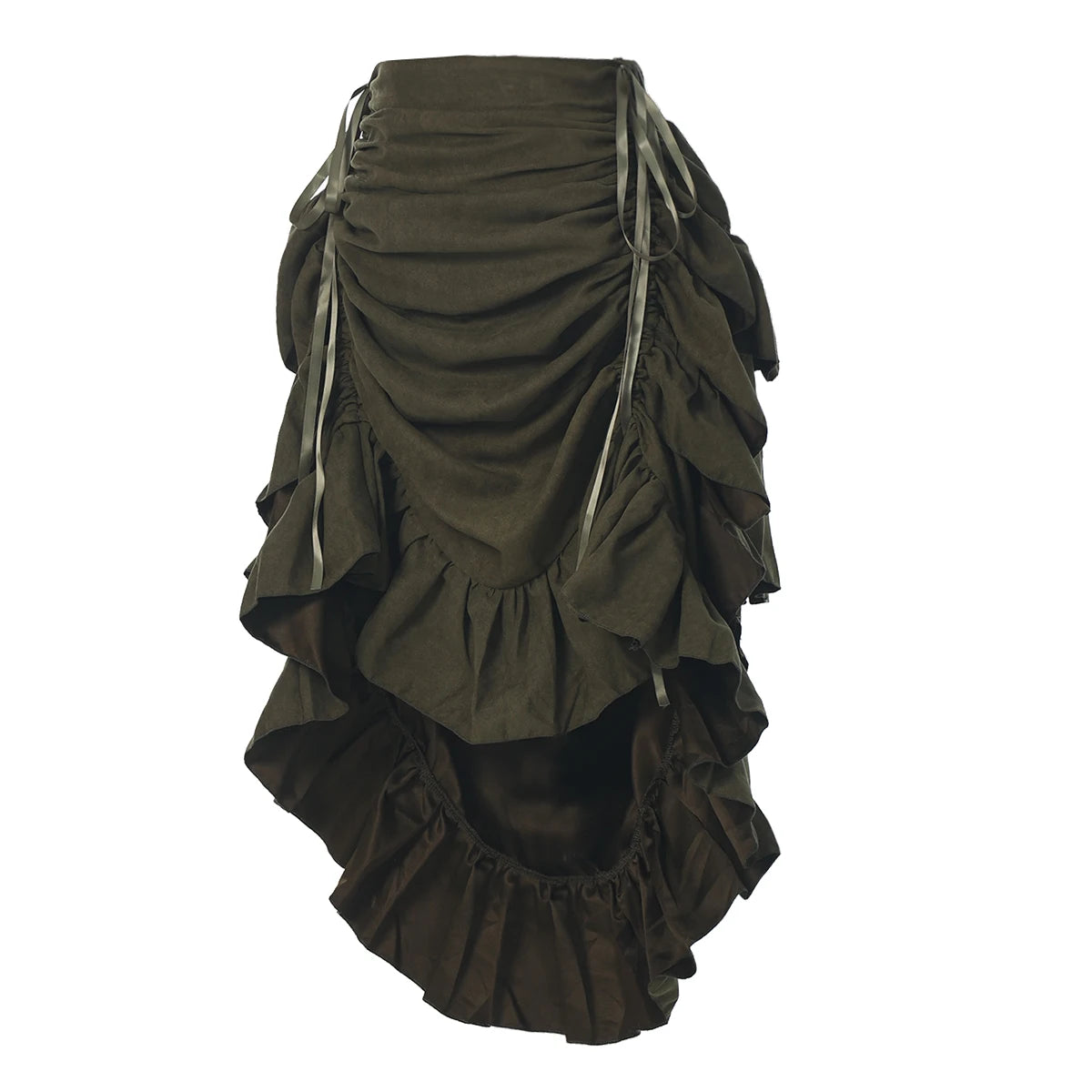 Pirate Medieval Drawstring High Low Skirt Ruffles Women Halloween Cost ...