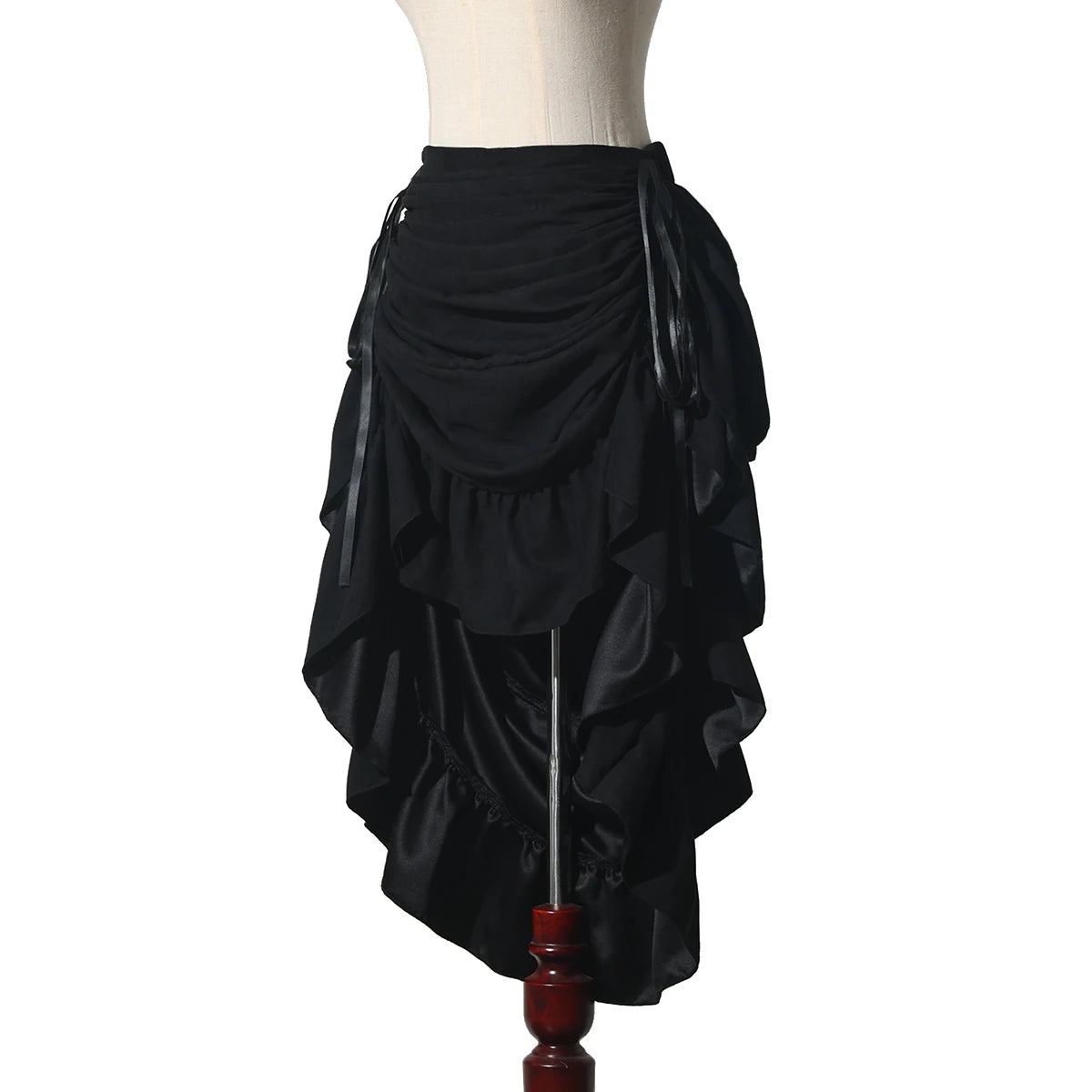 Pirate Medieval Drawstring High Low Skirt Ruffles Women Halloween Costume black pirate skirt sold by Poopy and Poops General Pet Store poppyandpoops.ca