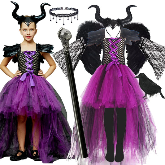 Girls Purple Devil Queen Tutu Halloween Costume Witch Set B4 sold by Poopy and Poops General Pet Store poppyandpoops.ca