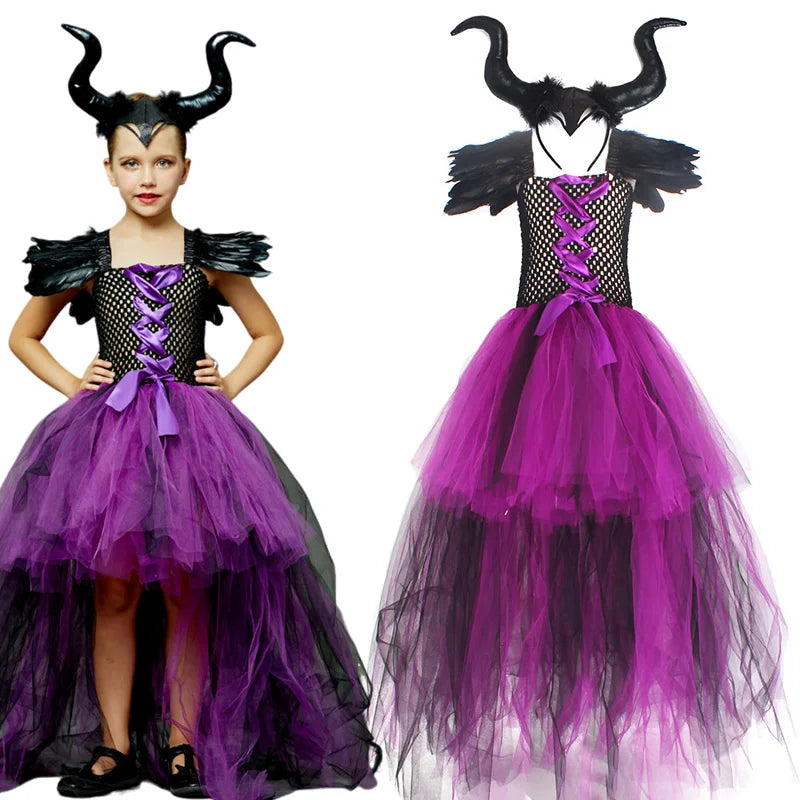 Girls Purple Devil Queen Tutu Halloween Costume Witch Set B1 sold by Poopy and Poops General Pet Store poppyandpoops.ca