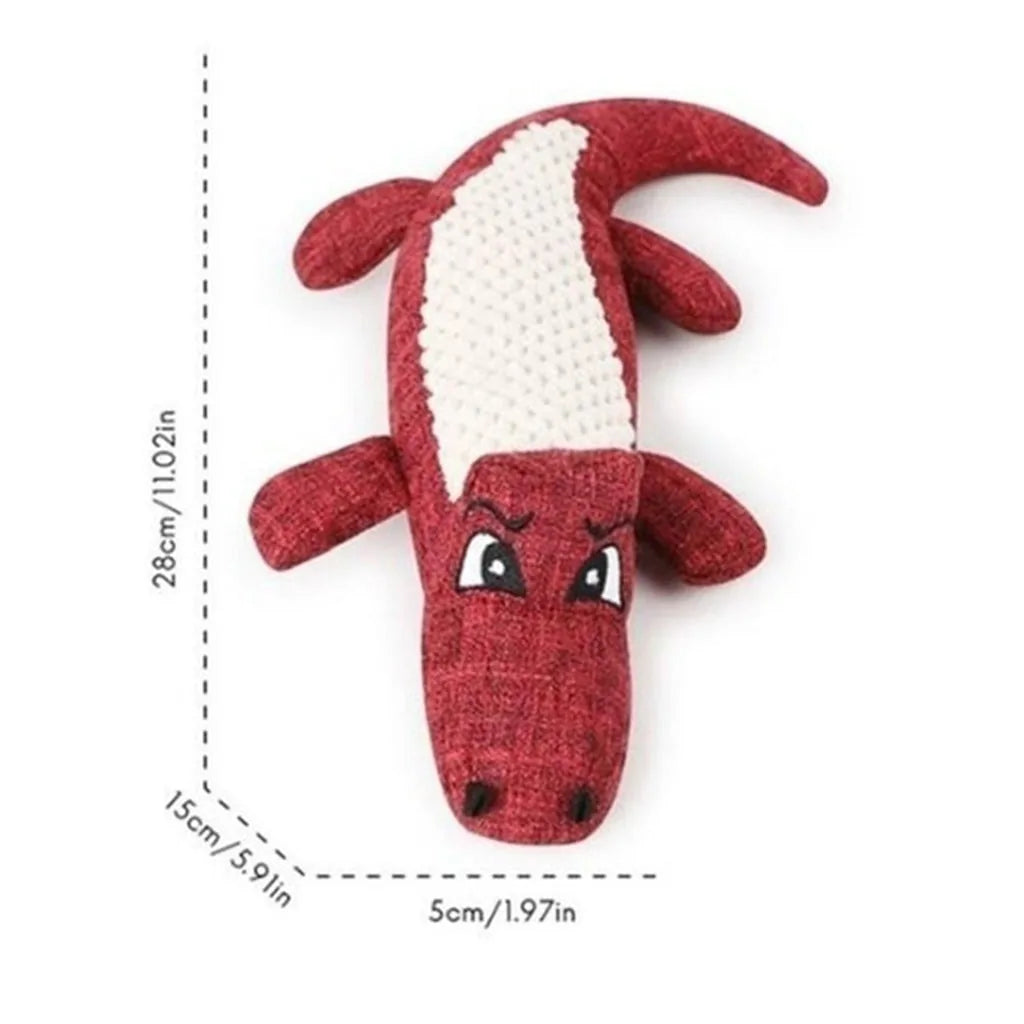 Linen Plush Crocodile Dog Toy: Squeaky Chew for Cleaning Teeth, 1PC sold by Poopy and Poops General Pet Store poppyandpoops.ca