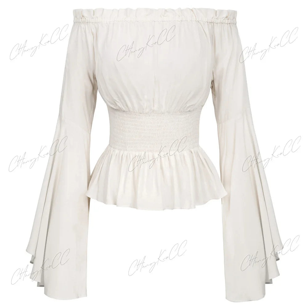 Women Off Shoulder Sleeves Shirt Steampunk Pirate Medieval Halloween Costume sold by Poopy and Poops General Pet Store poppyandpoops.ca