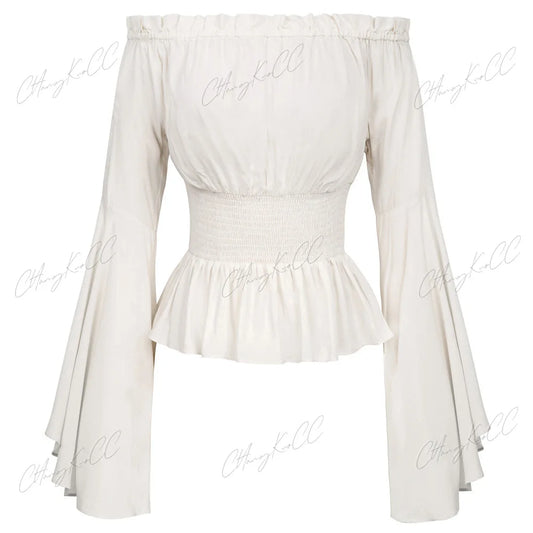 Women Off Shoulder Sleeves Shirt Steampunk Pirate Medieval Halloween Costume sold by Poopy and Poops General Pet Store poppyandpoops.ca