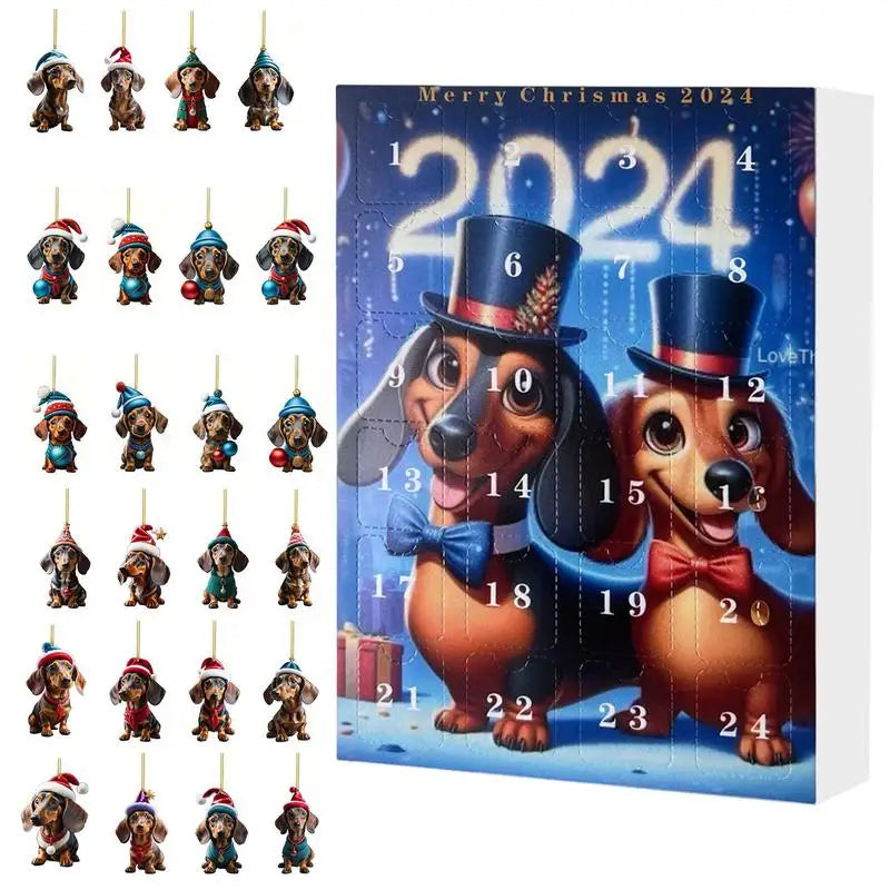 Dachshund Dog Christmas Tree Decoration Advent Calendar 24 Days Of Christmas
