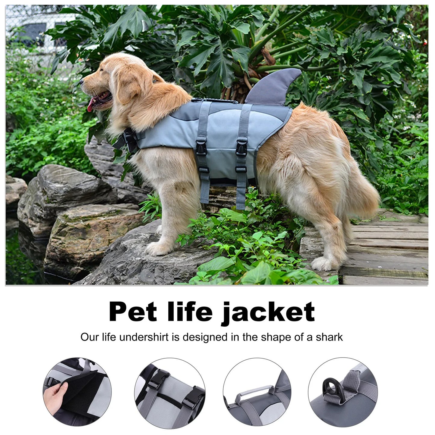 Adjustable Shark Vests For Dog sold by Poopy and Poops General Pet Store poppyandpoops.ca