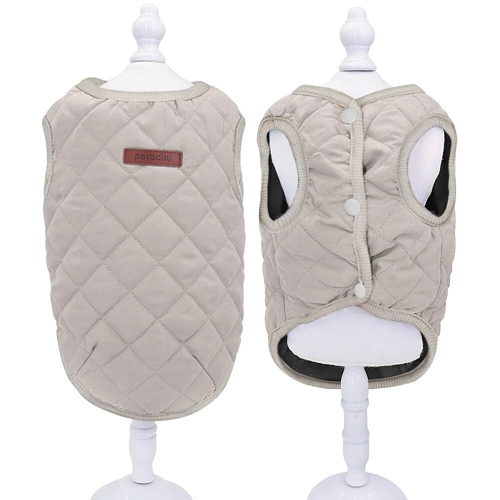 Winter Dog Coat Jacket Gray Quilt sold by Poopy and Poops General Pet Store poppyandpoops.ca