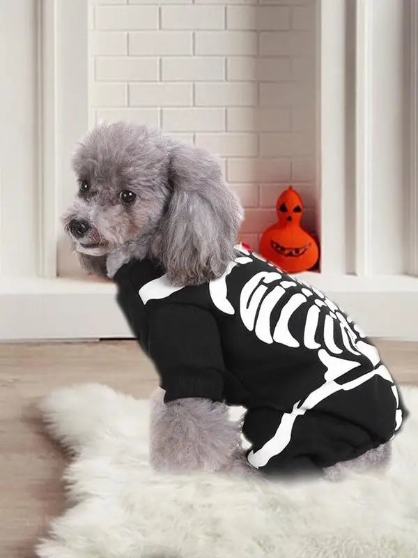 Skeleton Dog Onesie Halloween Costume sold by Poopy and Poops General Pet Store poppyandpoops.ca