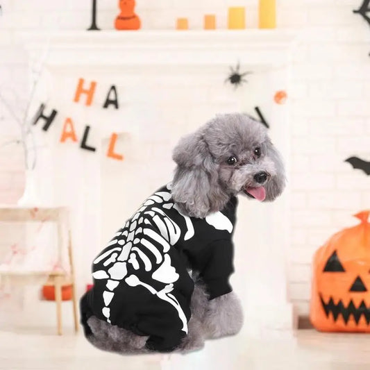 Skeleton Dog Onesie Halloween Costume sold by Poopy and Poops General Pet Store poppyandpoops.ca