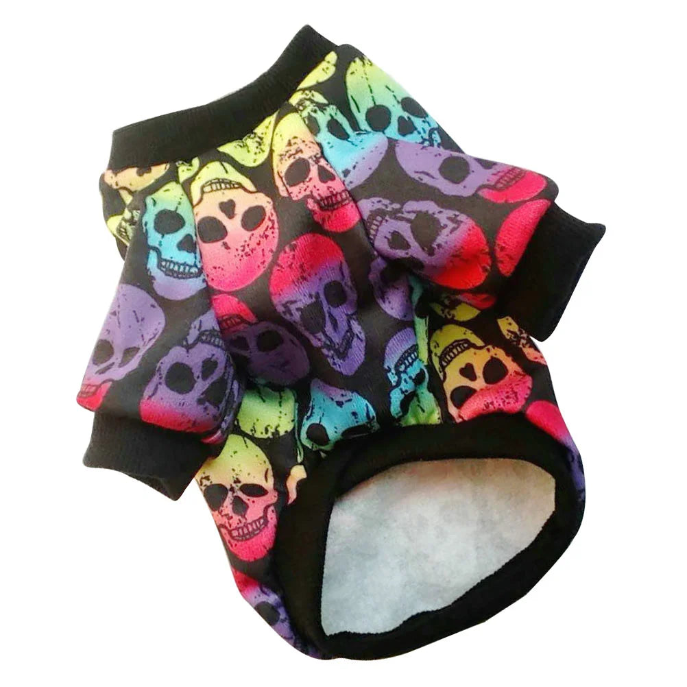 Skull Printed Pet Costume Dog Sweater Skirt Halloween Sweatshirt Cloth Clothes Cat sold by Poopy and Poops General Pet Store poppyandpoops.ca