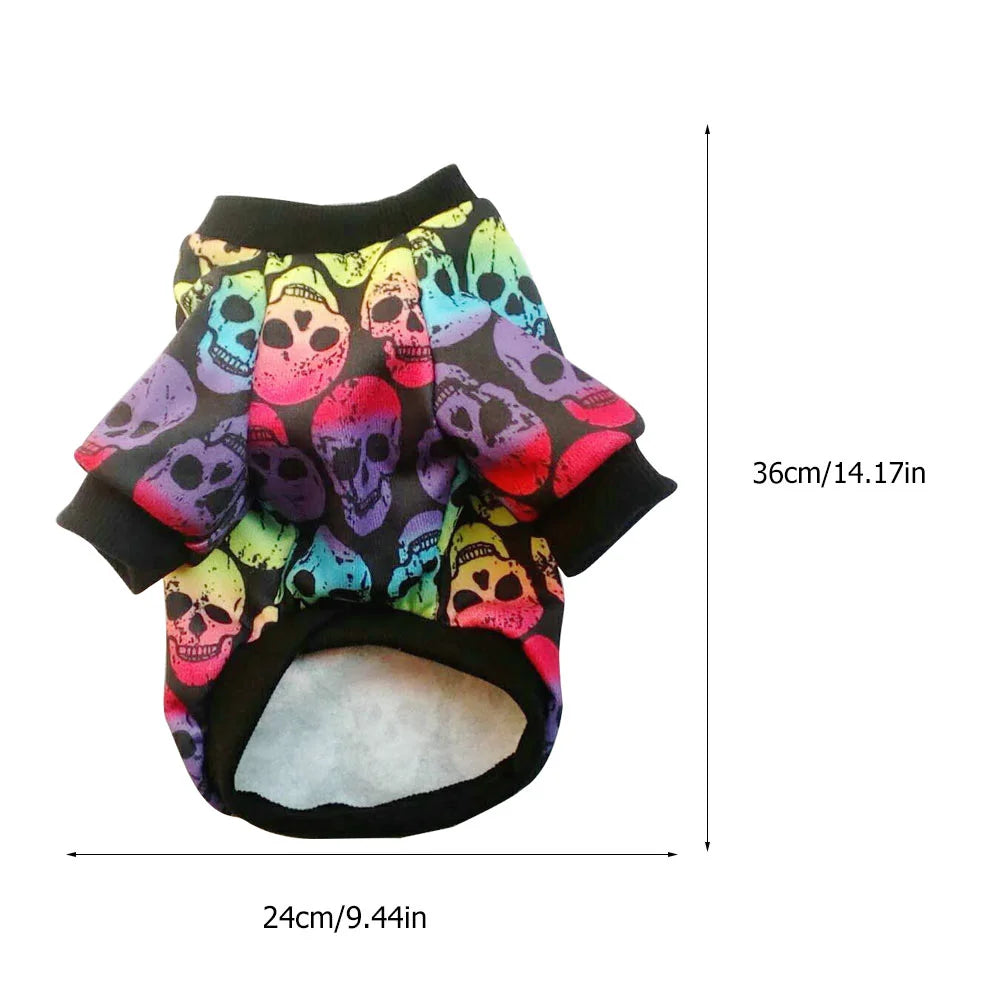 Skull Printed Pet Costume Dog Sweater Skirt Halloween Sweatshirt Cloth Clothes Cat sold by Poopy and Poops General Pet Store poppyandpoops.ca