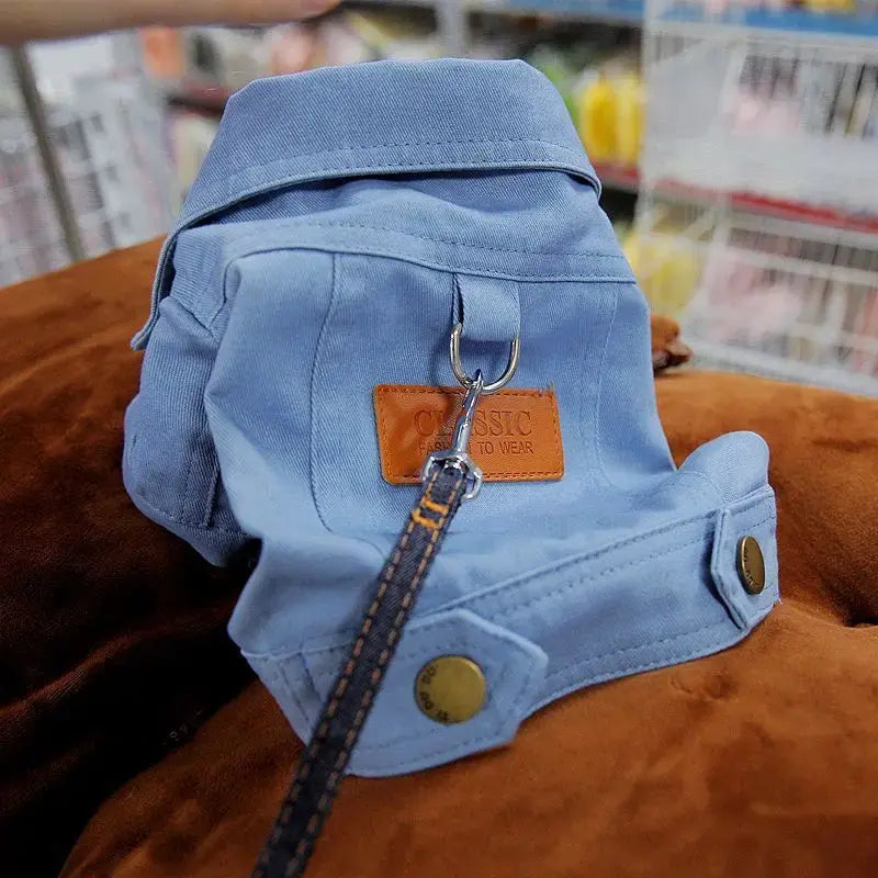 Spring Denim Dog Jacket sold by Poopy and Poops General Pet Store poppyandpoops.ca