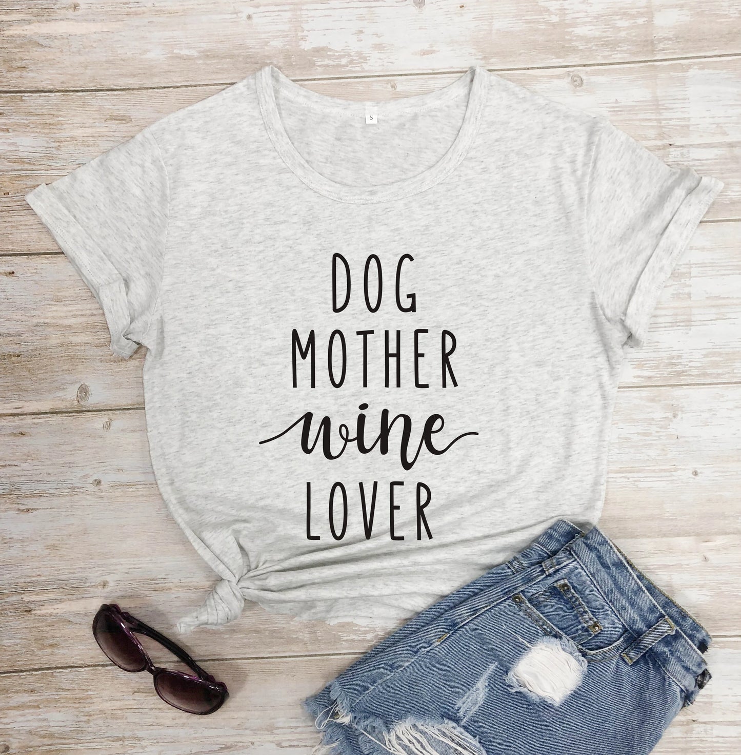 Dog Mother Wine Lover T-Shirt Marble - Black Text sold by Poopy and Poops General Pet Store poppyandpoops.ca