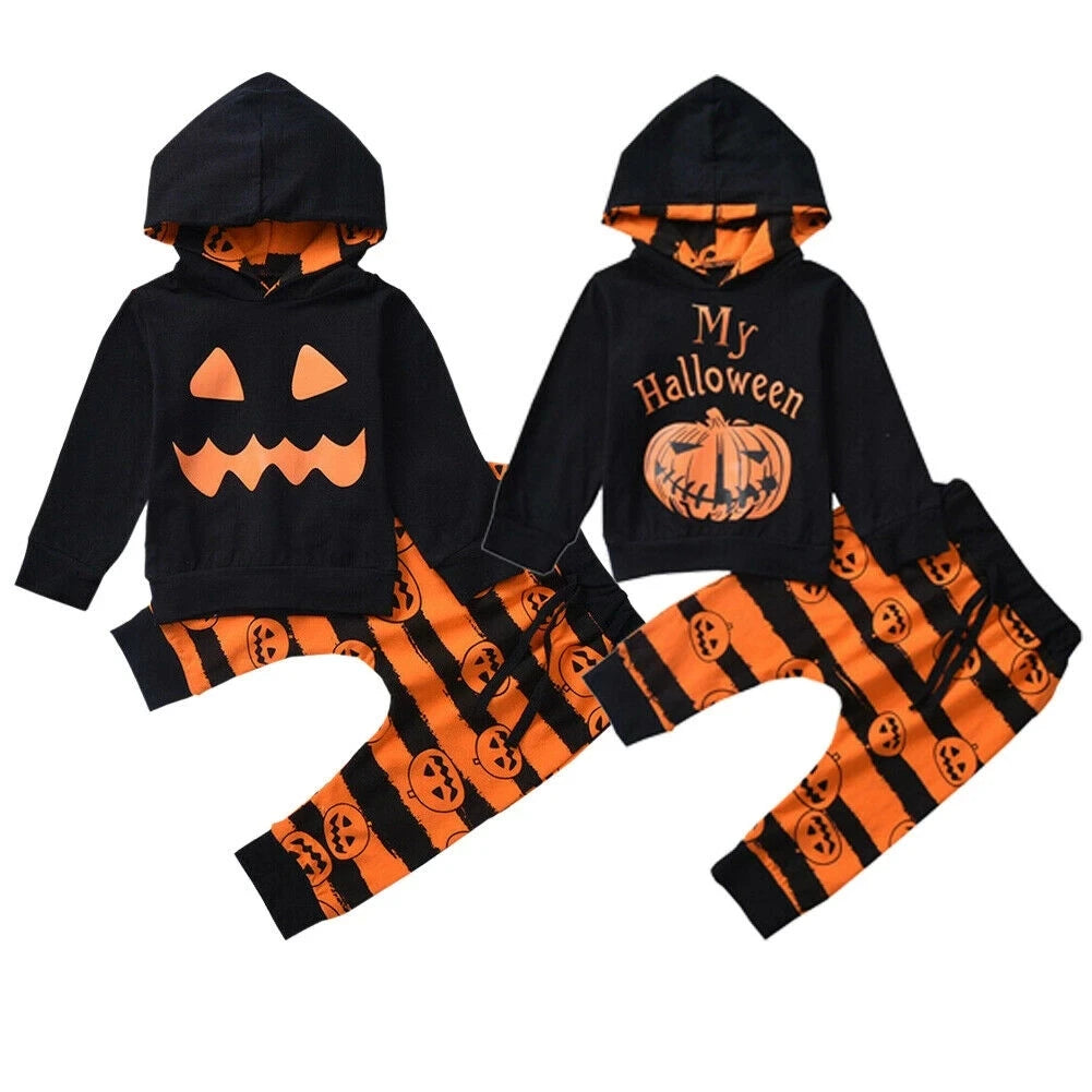 Toddler Pumpkin Baby Halloween Set Clothes unisex sold by Poopy and Poops General Pet Store poppyandpoops.ca