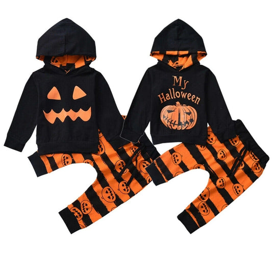 Toddler Pumpkin Baby Halloween Set Clothes unisex sold by Poopy and Poops General Pet Store poppyandpoops.ca