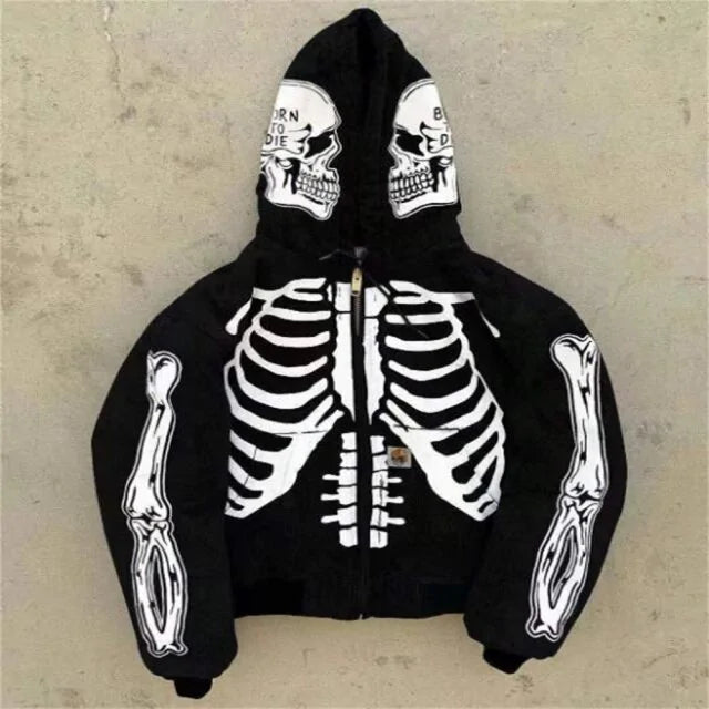 Men's Boy's Skeleton Print Hoodie Black Large sold by Poopy and Poops General Pet Store poppyandpoops.ca