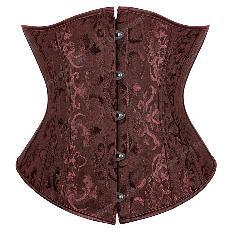 Brown Black Women's Lace Up Corset Top Pirate Steampunk Halloween Costumes Brown sold by Poopy and Poops General Pet Store poppyandpoops.ca