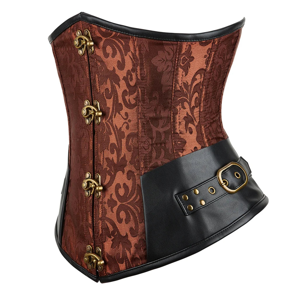 Brown Black Women's Lace Up Corset Top Pirate Steampunk Halloween Costumes sold by Poopy and Poops General Pet Store poppyandpoops.ca