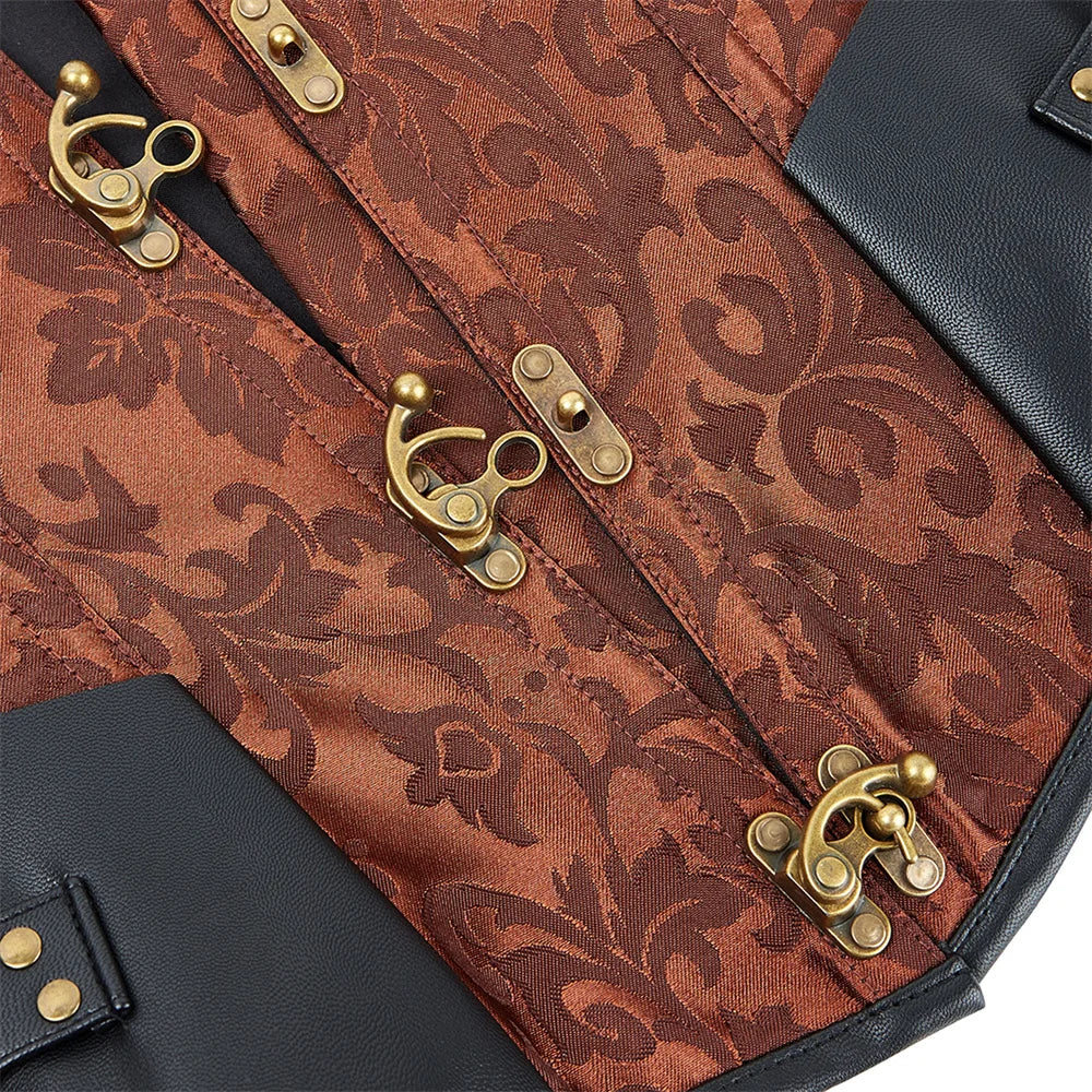 Brown Black Women's Lace Up Corset Top Pirate Steampunk Halloween Costumes sold by Poopy and Poops General Pet Store poppyandpoops.ca