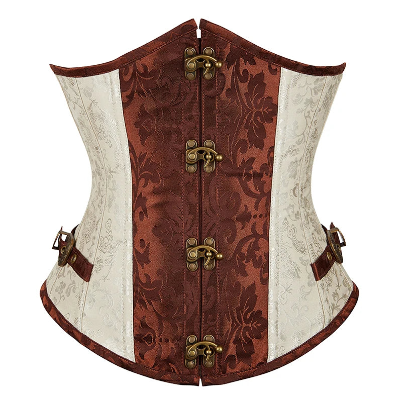 Brown Black Women's Lace Up Corset Top Pirate Steampunk Halloween Costumes Beige sold by Poopy and Poops General Pet Store poppyandpoops.ca